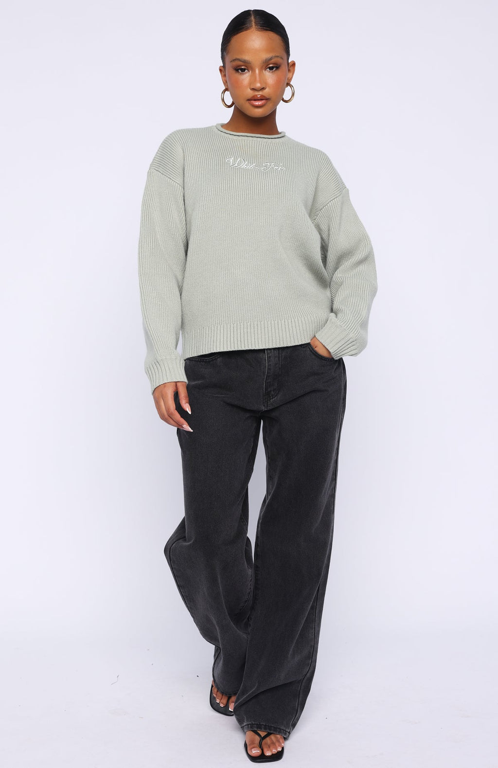 Trending Snow Dreams Knit Sweater Sage
