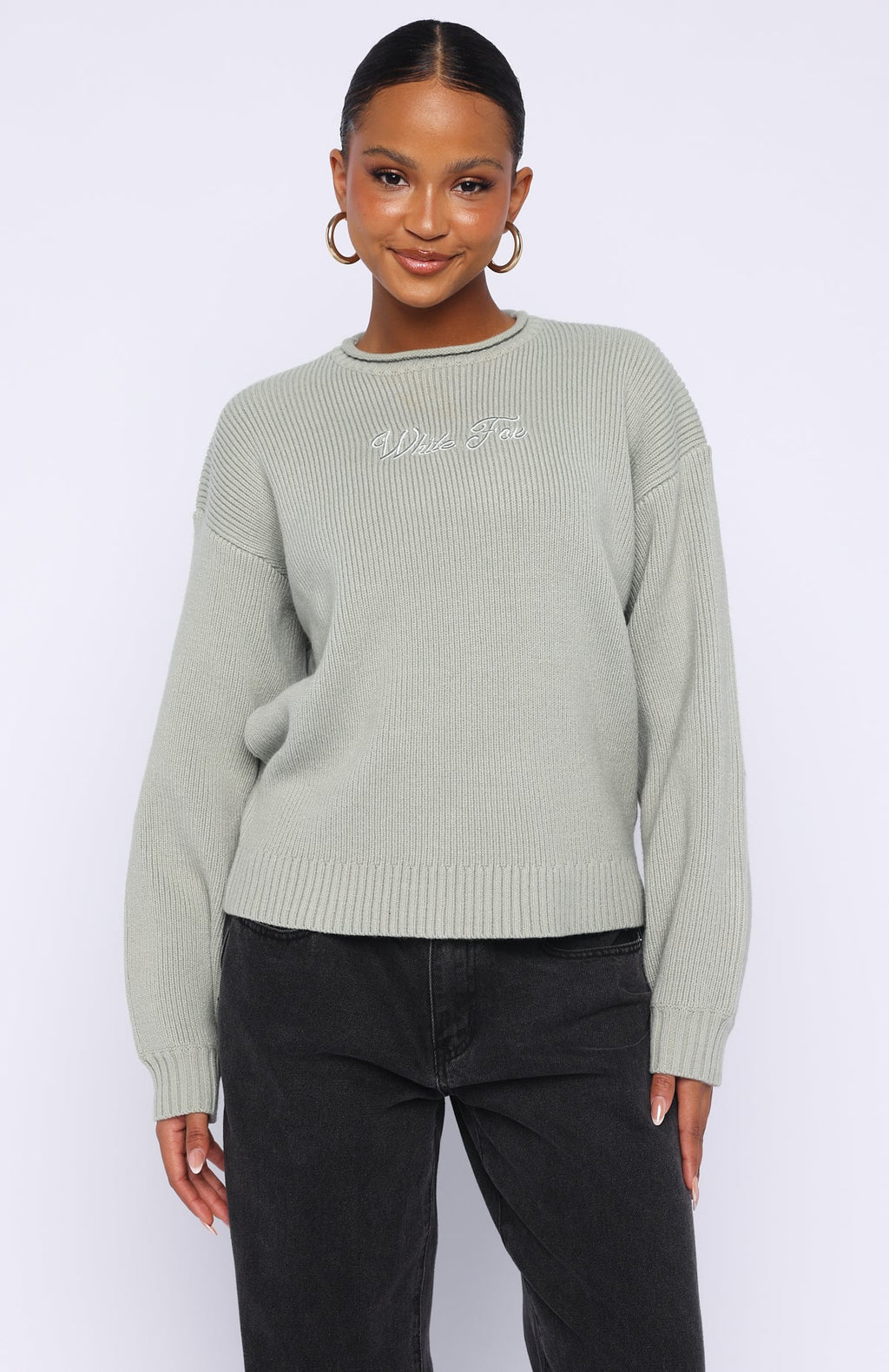 Trending Snow Dreams Knit Sweater Sage