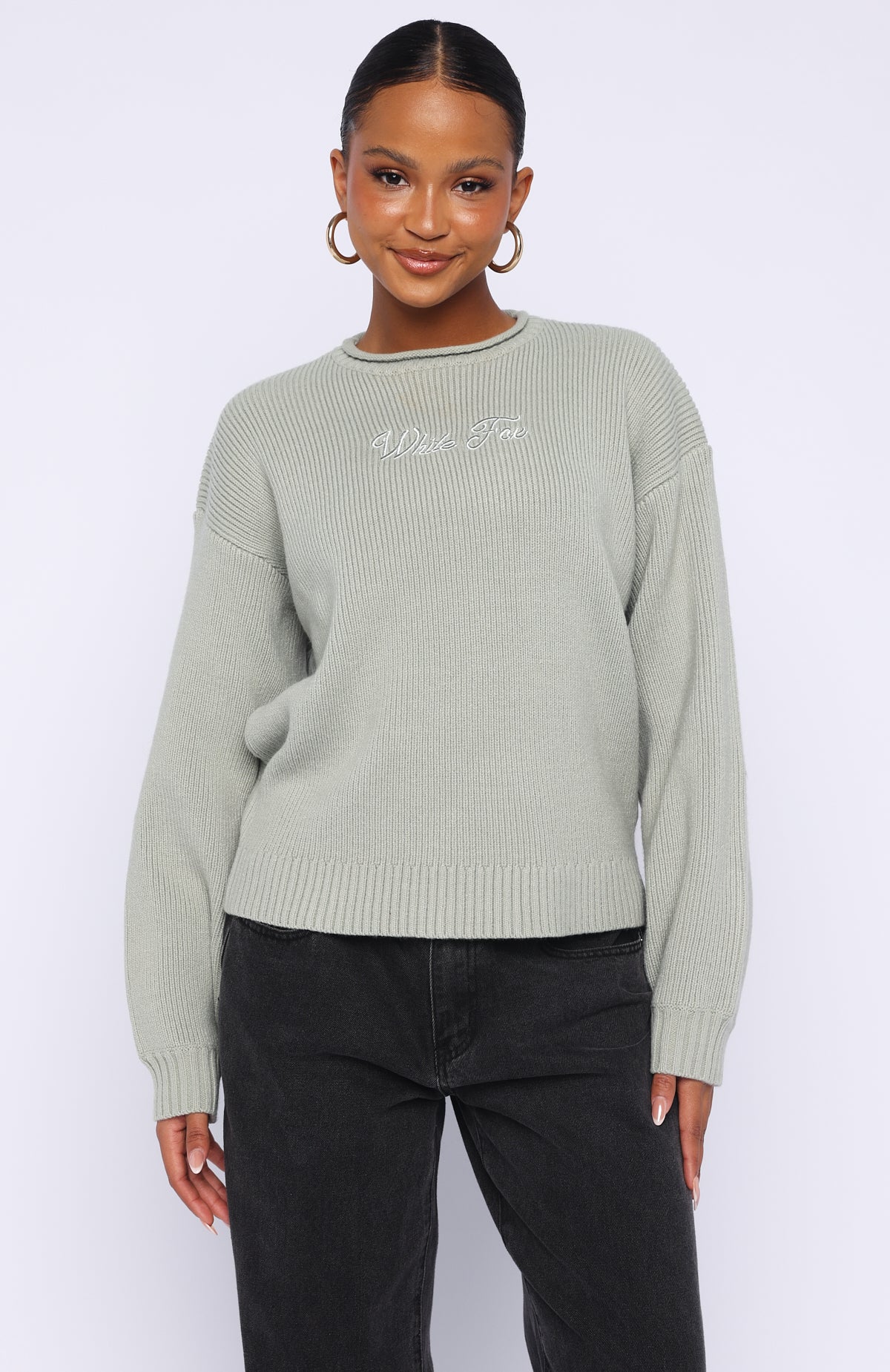 Trending Snow Dreams Knit Sweater Sage