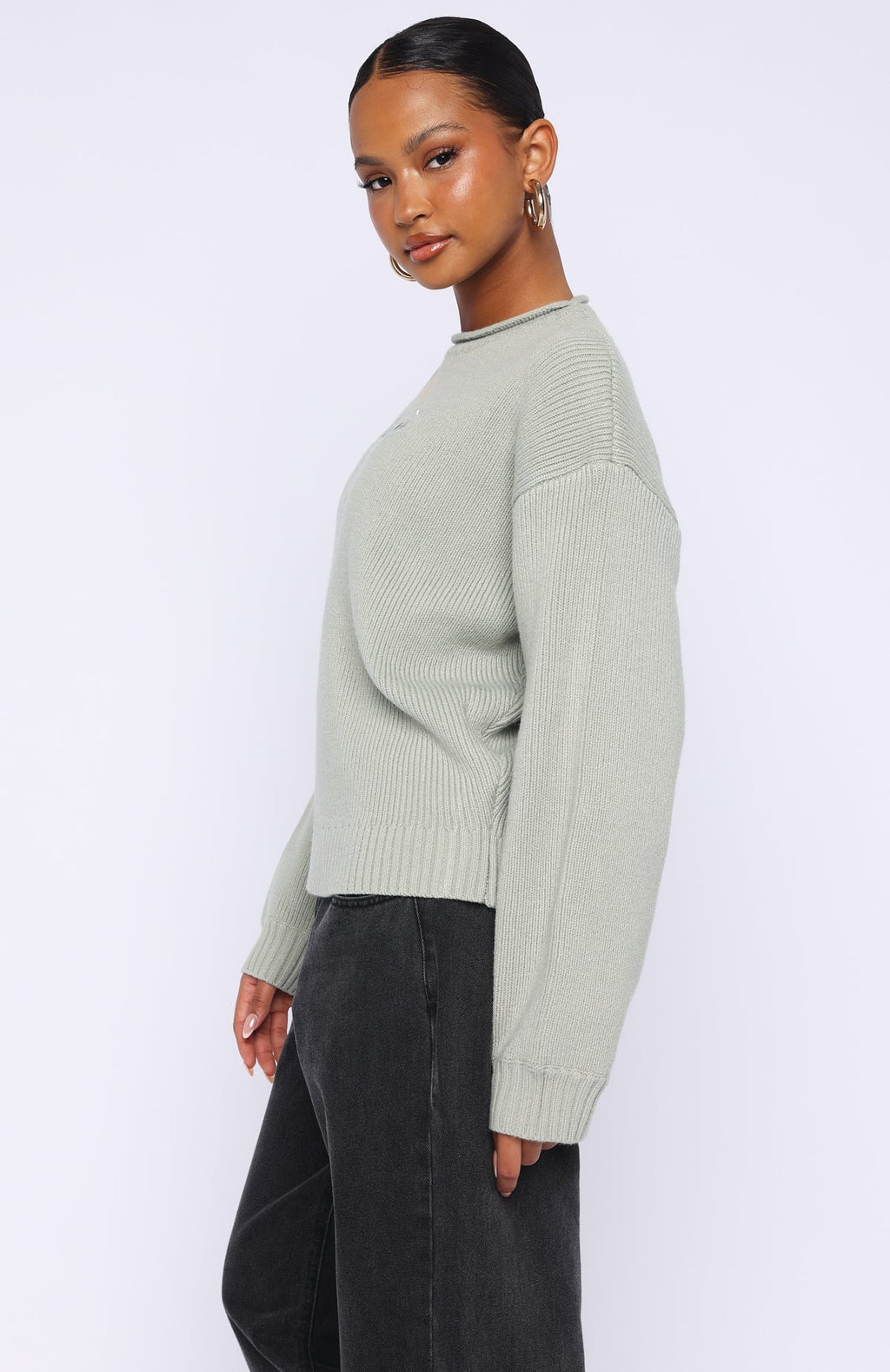 Trending Snow Dreams Knit Sweater Sage