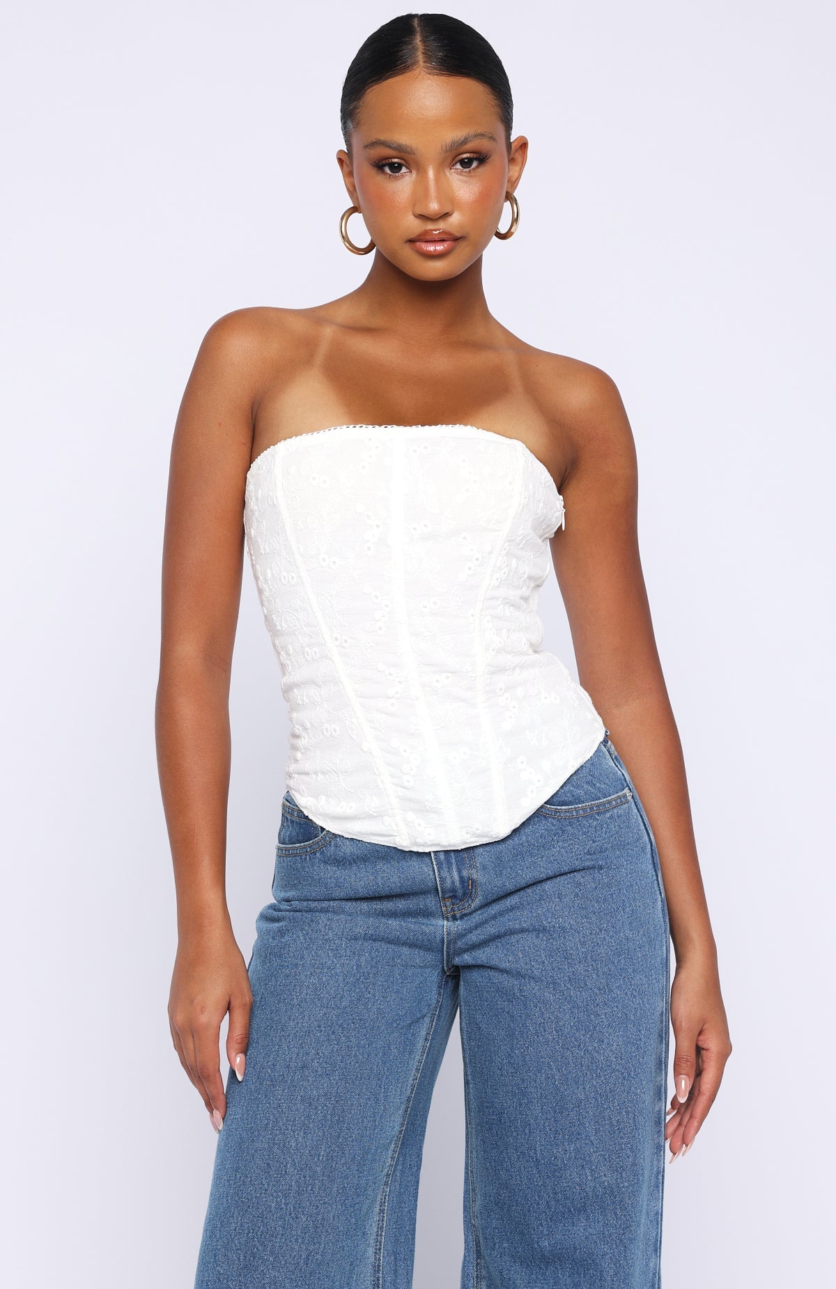 Trending Snowdrop Strapless Bustier White