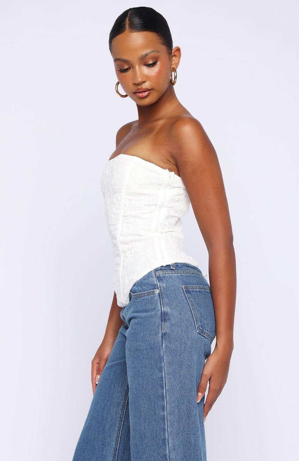 Trending Snowdrop Strapless Bustier White