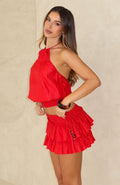 Trending Flirt And Frill Mini Skirt Ruby