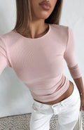 Trending Soft Focus 34 Sleeve Top Baby Pink