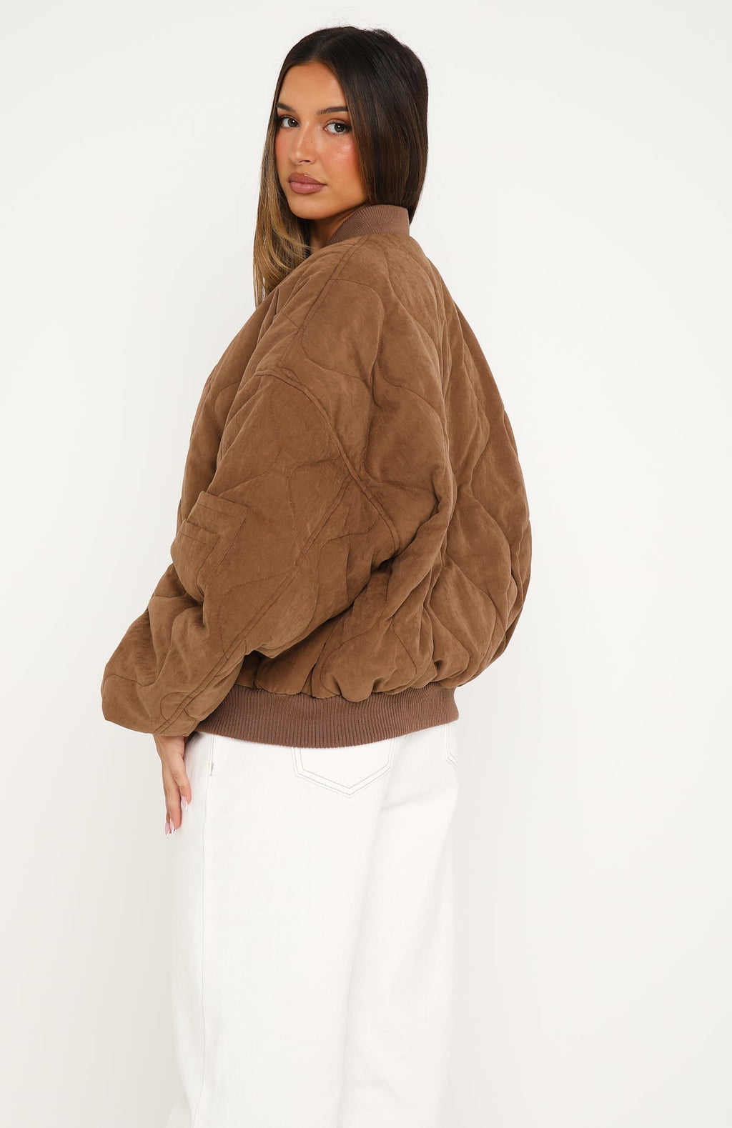Trending Soft Love Bomber Jacket Mocha