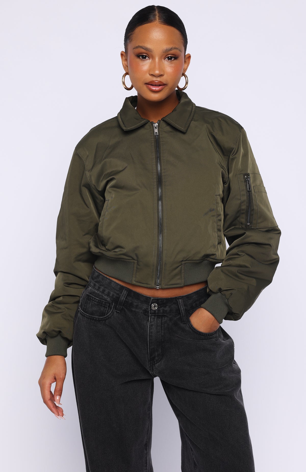 Trending Something Forgotten Bomber Jacket Khaki