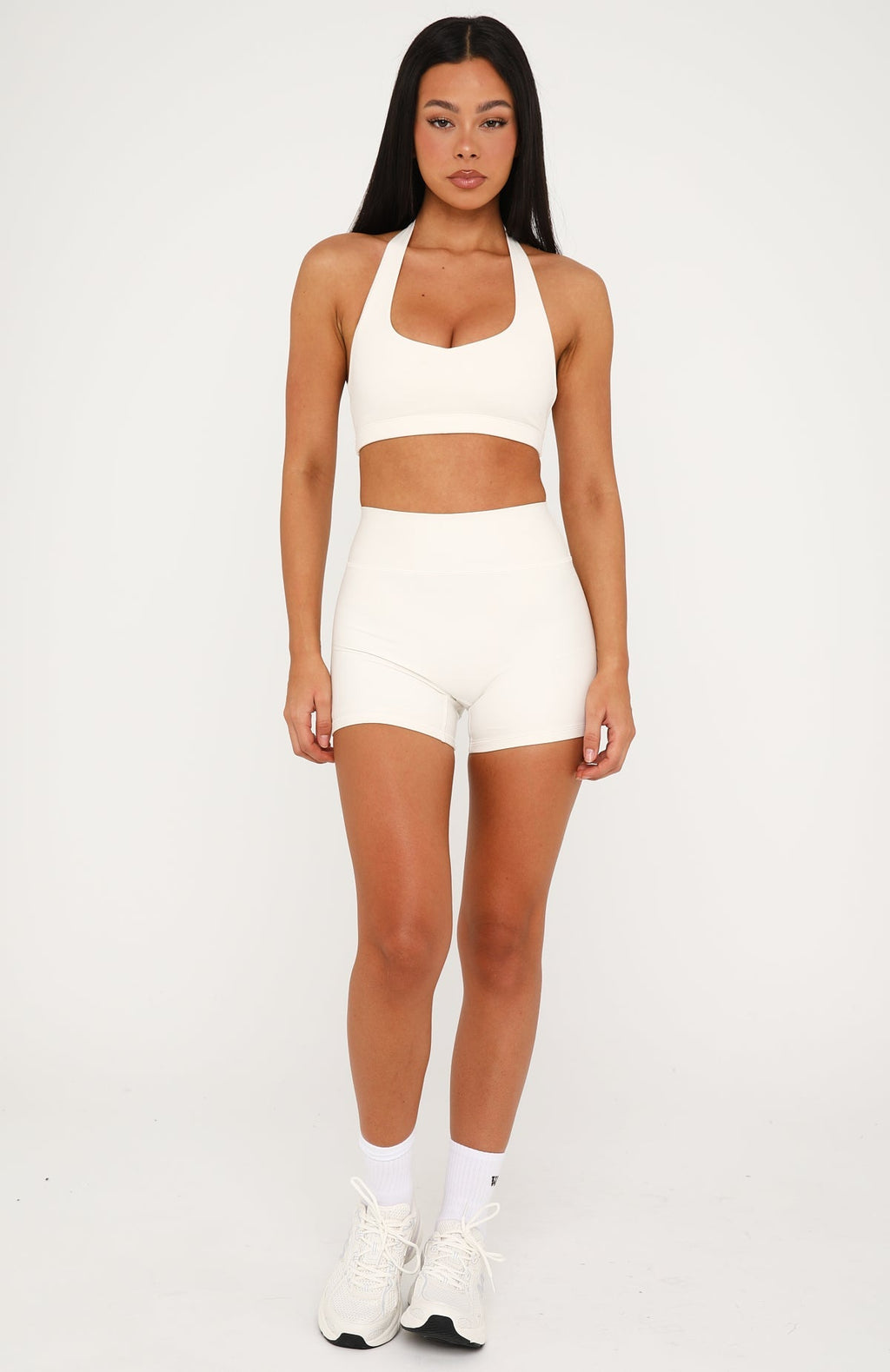 Trending Keep Moving High Waisted Shorts Cream