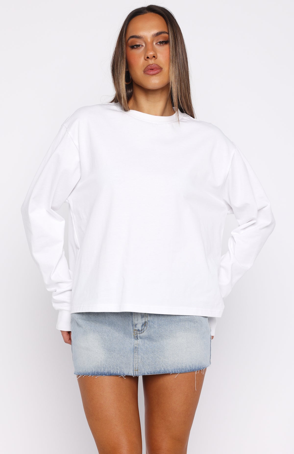 Trending Staying Ahead Long Sleeve Tee White
