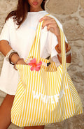 Trending Straight Lines Tote Bag Yellow Stripe