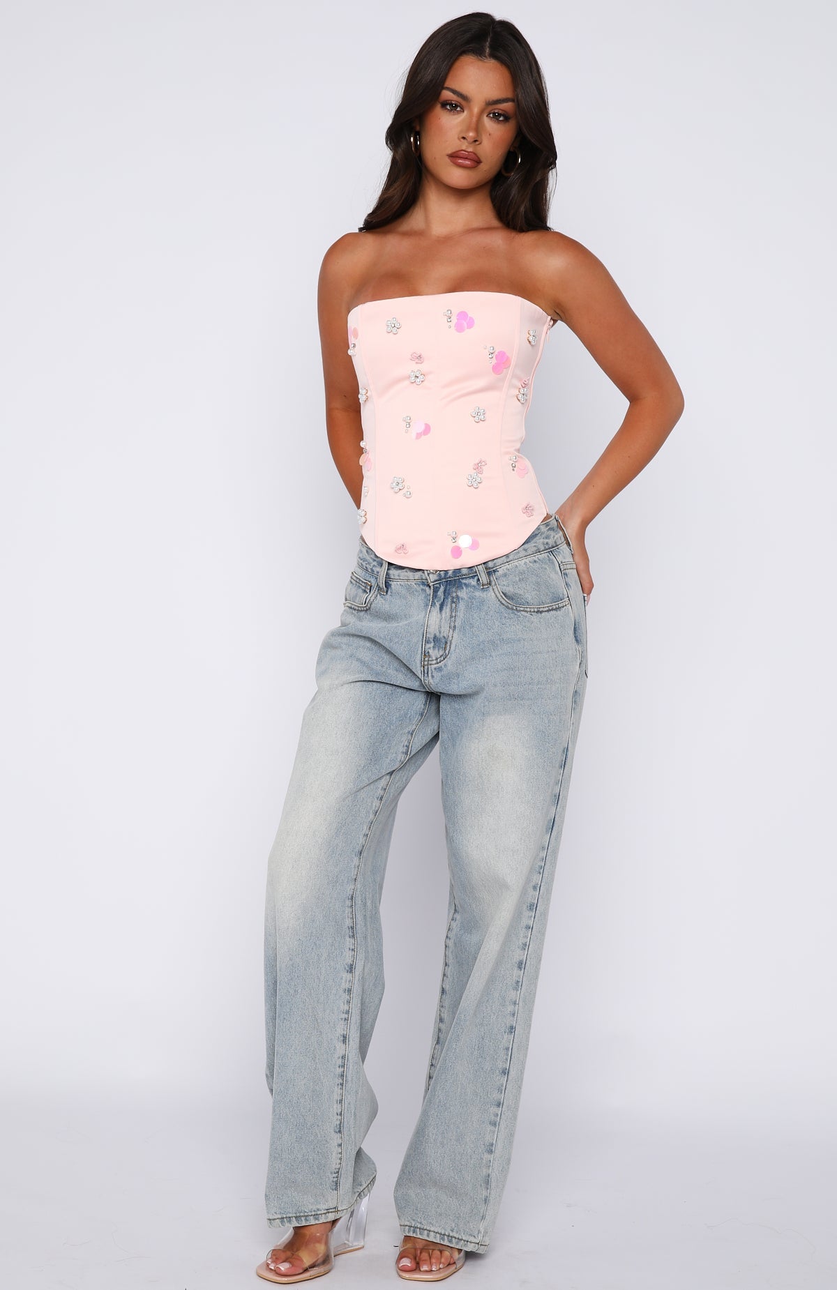 Trending Summer Love Strapless Bustier Baby Pink