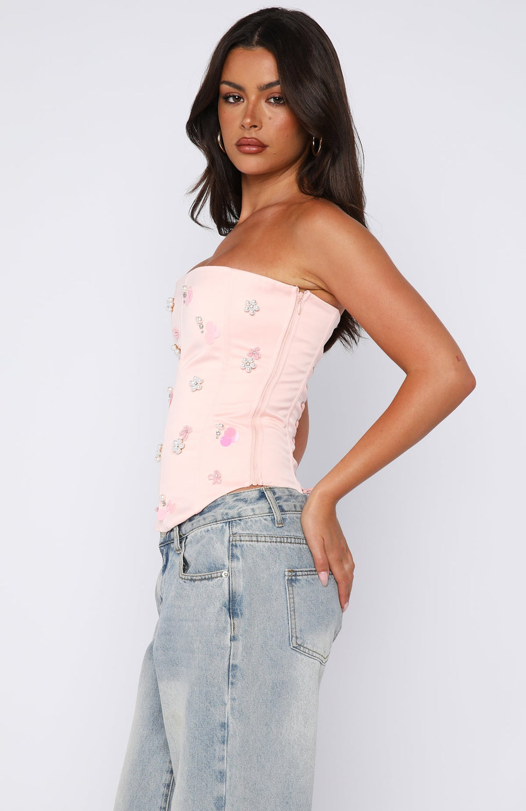Trending Summer Love Strapless Bustier Baby Pink