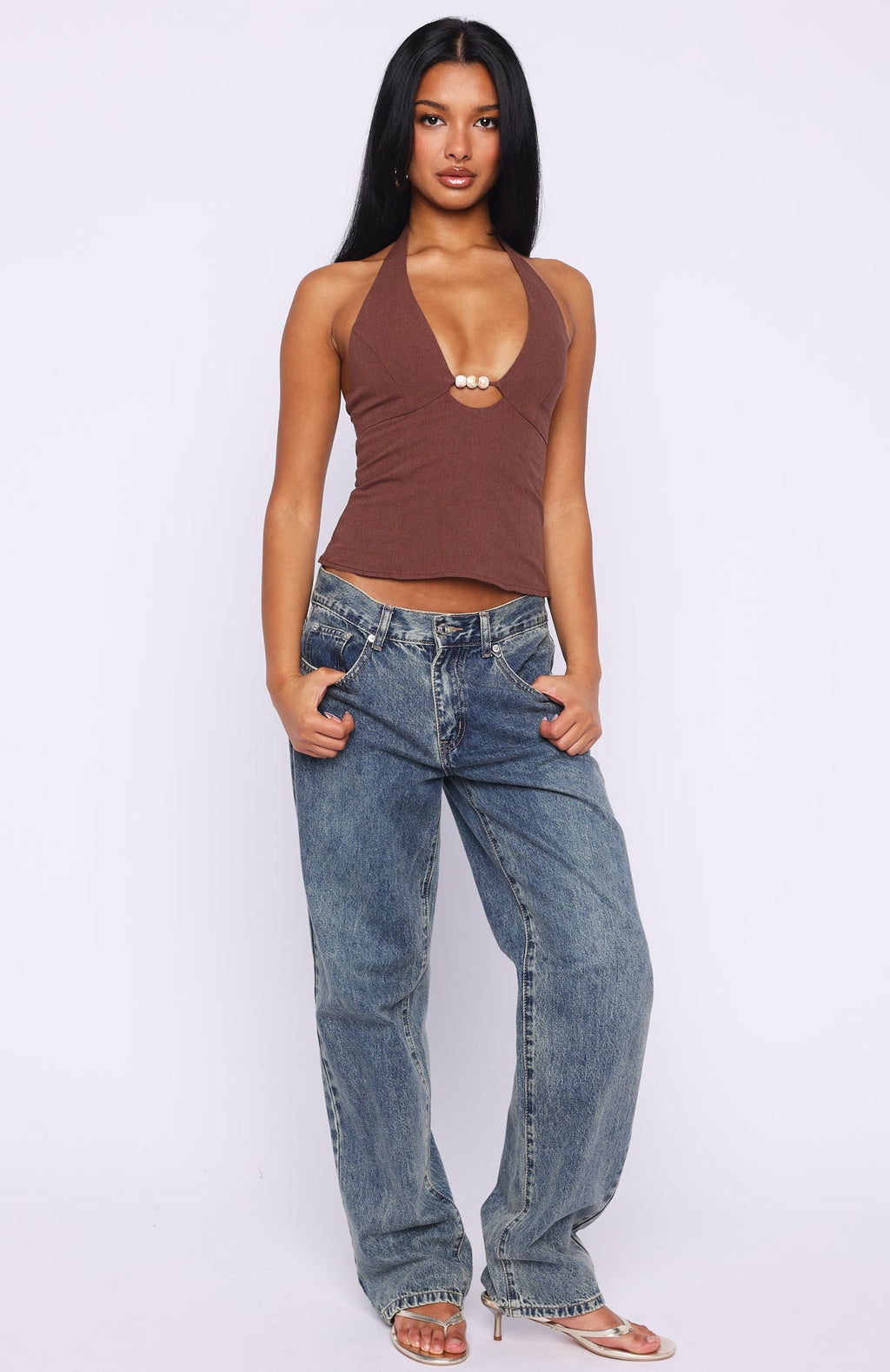 Trending Sweet All Over Halter Top Chocolate