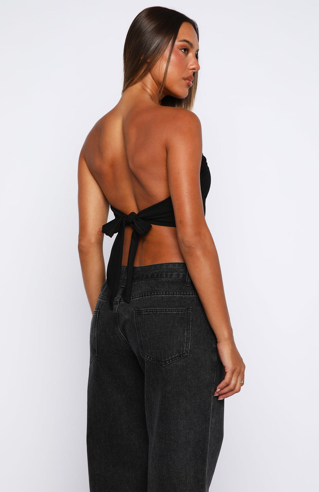Trending Sweet As Me Strapless Fringe Top Black