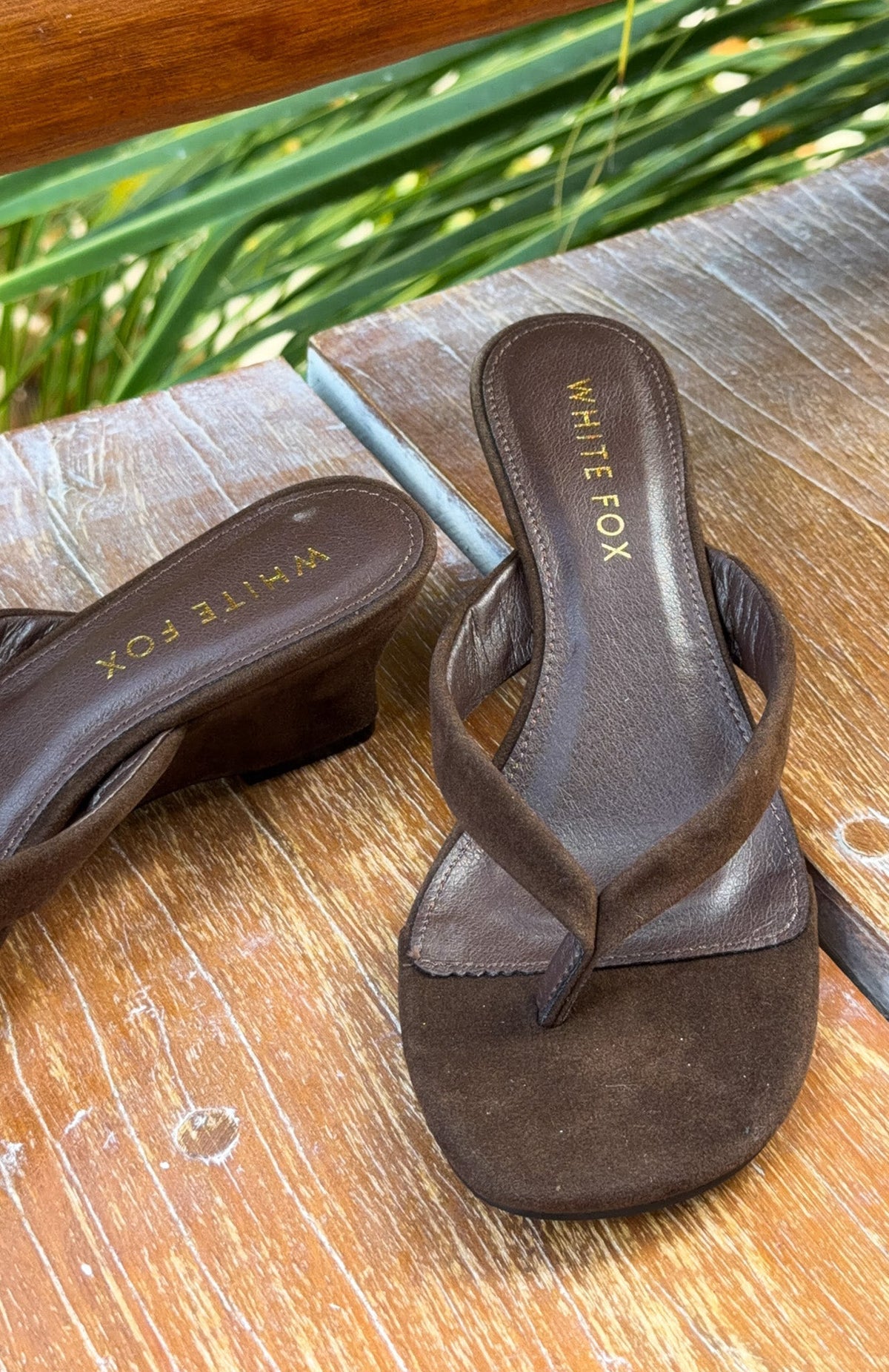 Trending Taya Wedge Chocolate Faux Suede