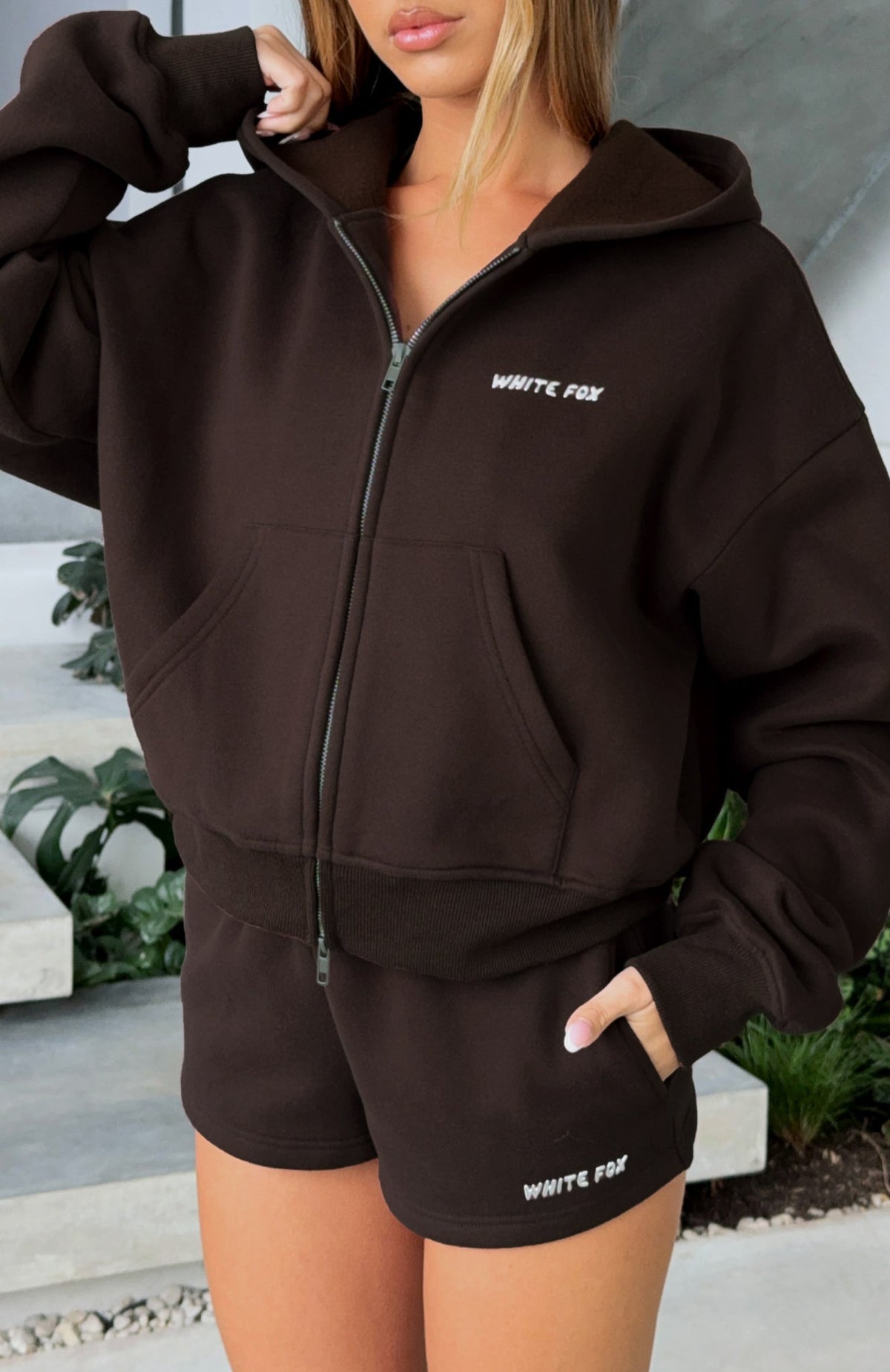 Trending Test Drive Boxy Zip Front Hoodie Chocolate