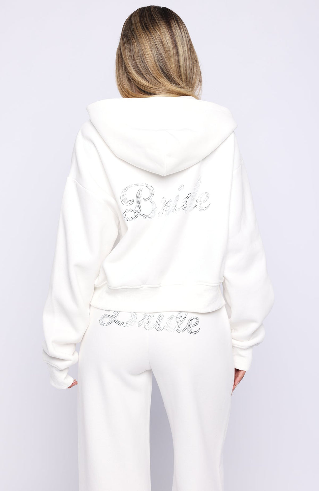 Trending The Bride Boxy Zip Front Hoodie White