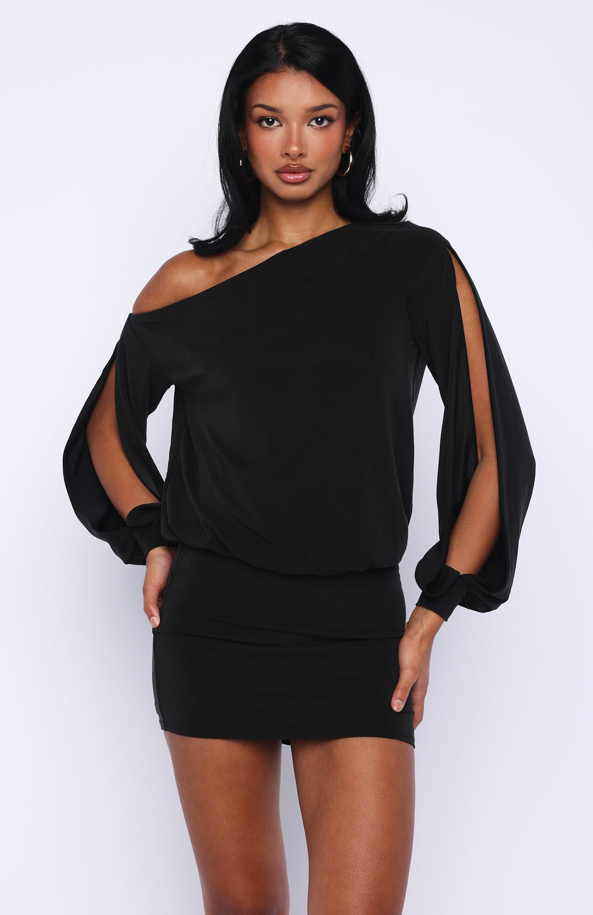 Trending The Duchess Long Sleeve Mini Dress Black