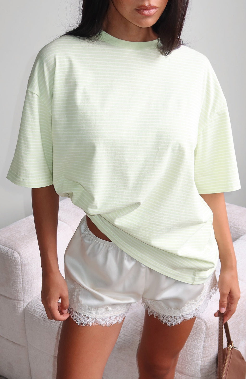 Trending Touchdown Oversized Tee Lime Stripe