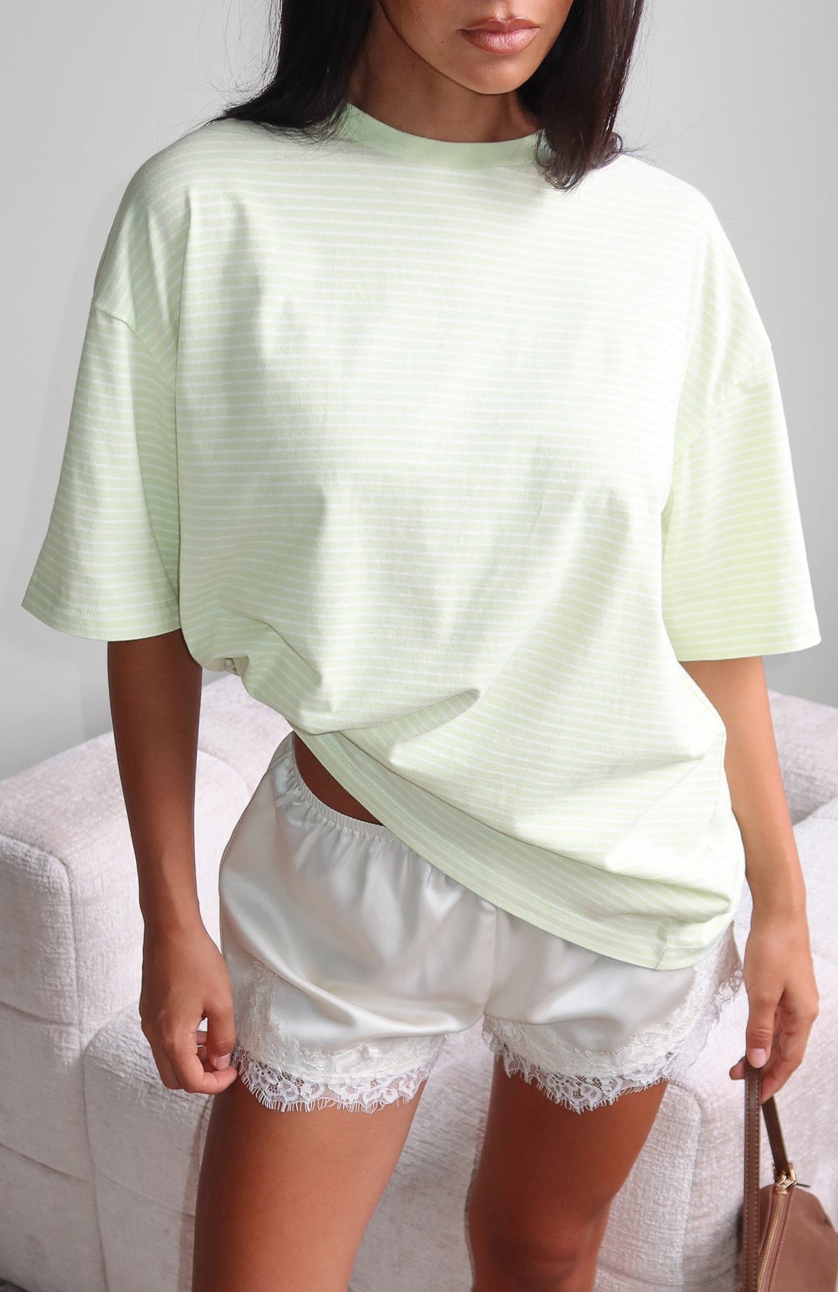 Trending Touchdown Oversized Tee Lime Stripe