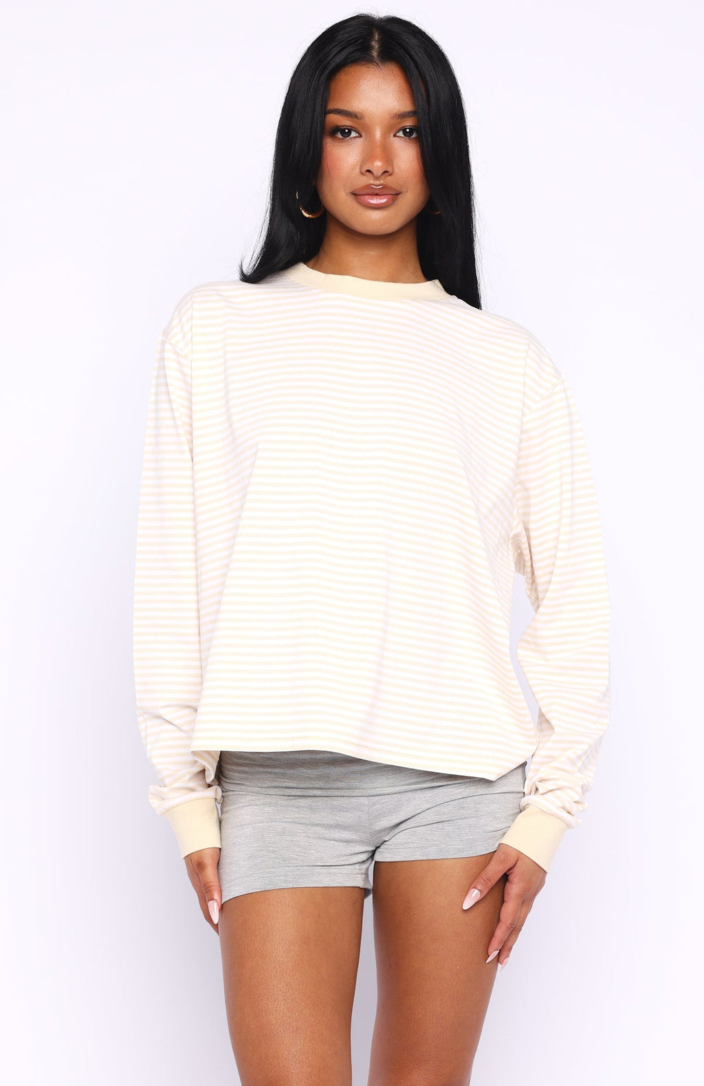 Trending Touchdown Long Sleeve Tee Lemon Stripe