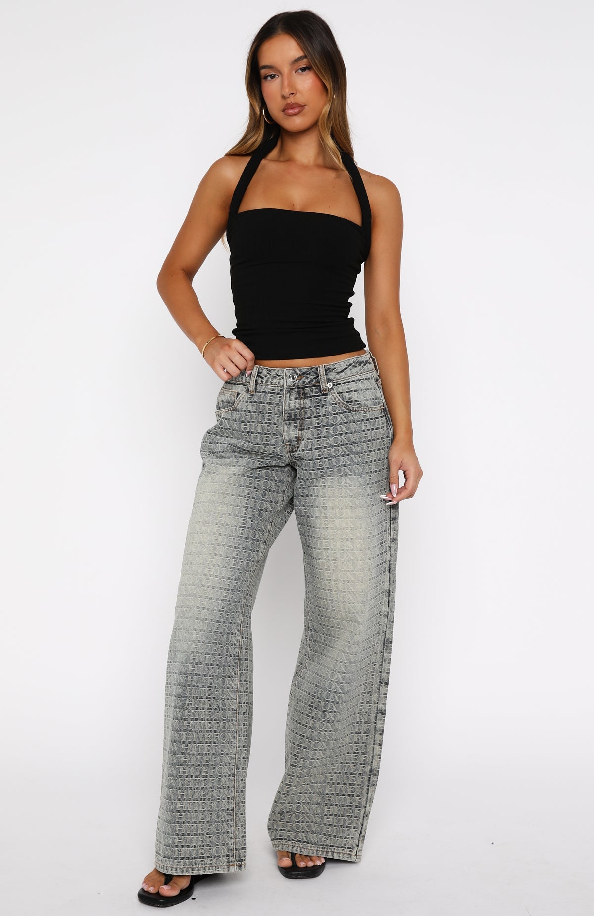 Trending Tropic Dream Halter Top Black