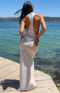 Trending Tropic Waters Knit Maxi Dress White