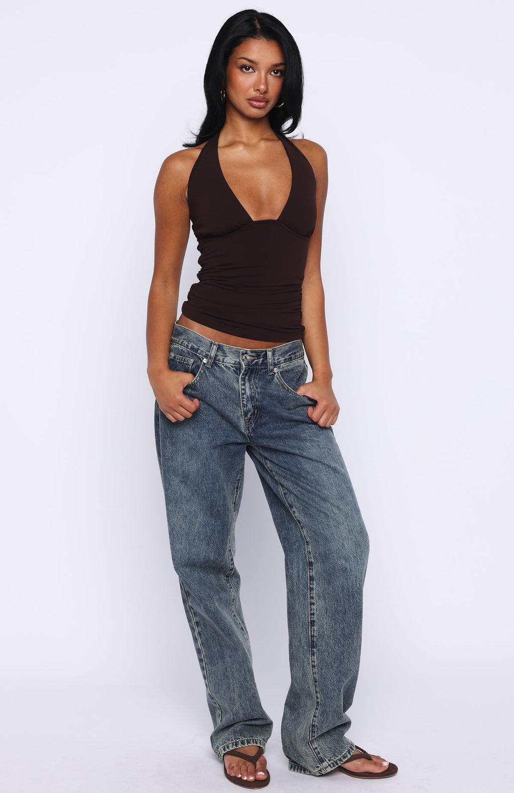 Trending Twice As Nice Halter Top Dark Chocolate