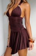 Trending Use Somebody Mini Dress Chocolate