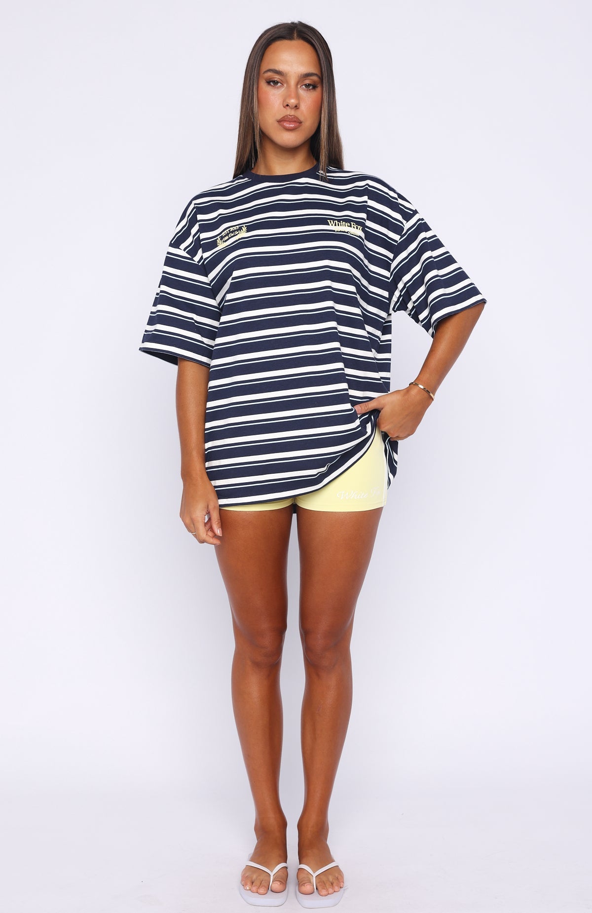 Trending Verano Sixteen Viola Oversized Tee Navy Stripe