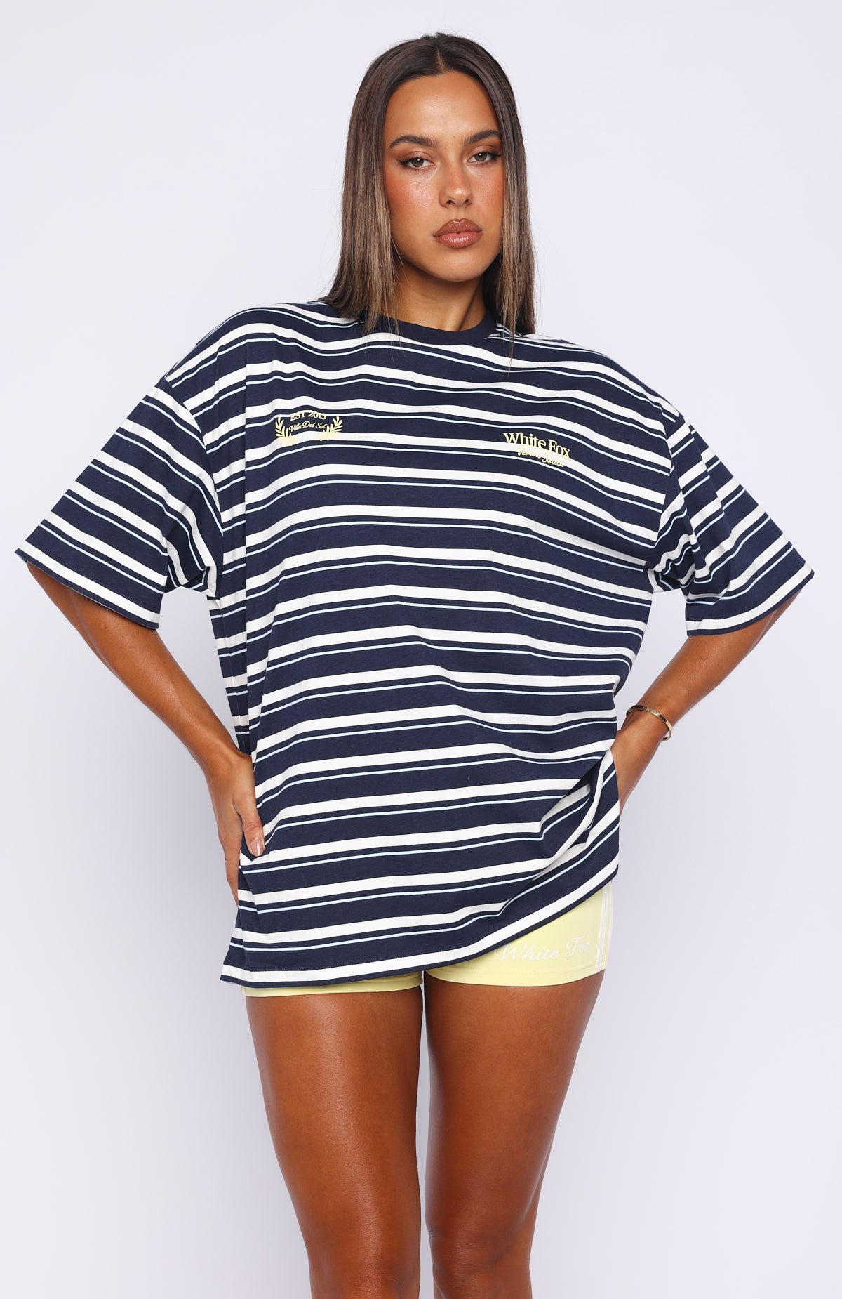 Trending Verano Sixteen Viola Oversized Tee Navy Stripe