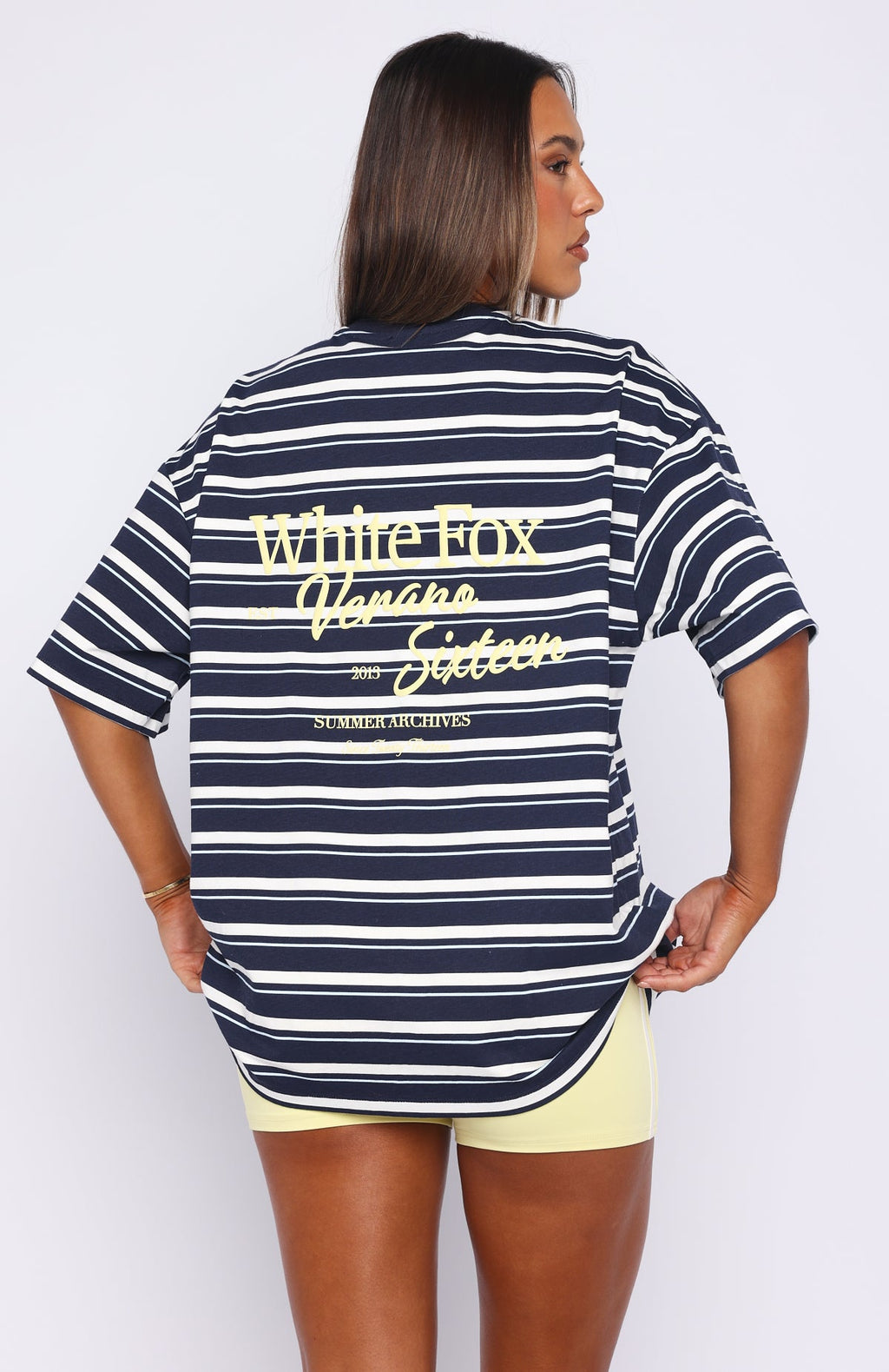 Trending Verano Sixteen Viola Oversized Tee Navy Stripe