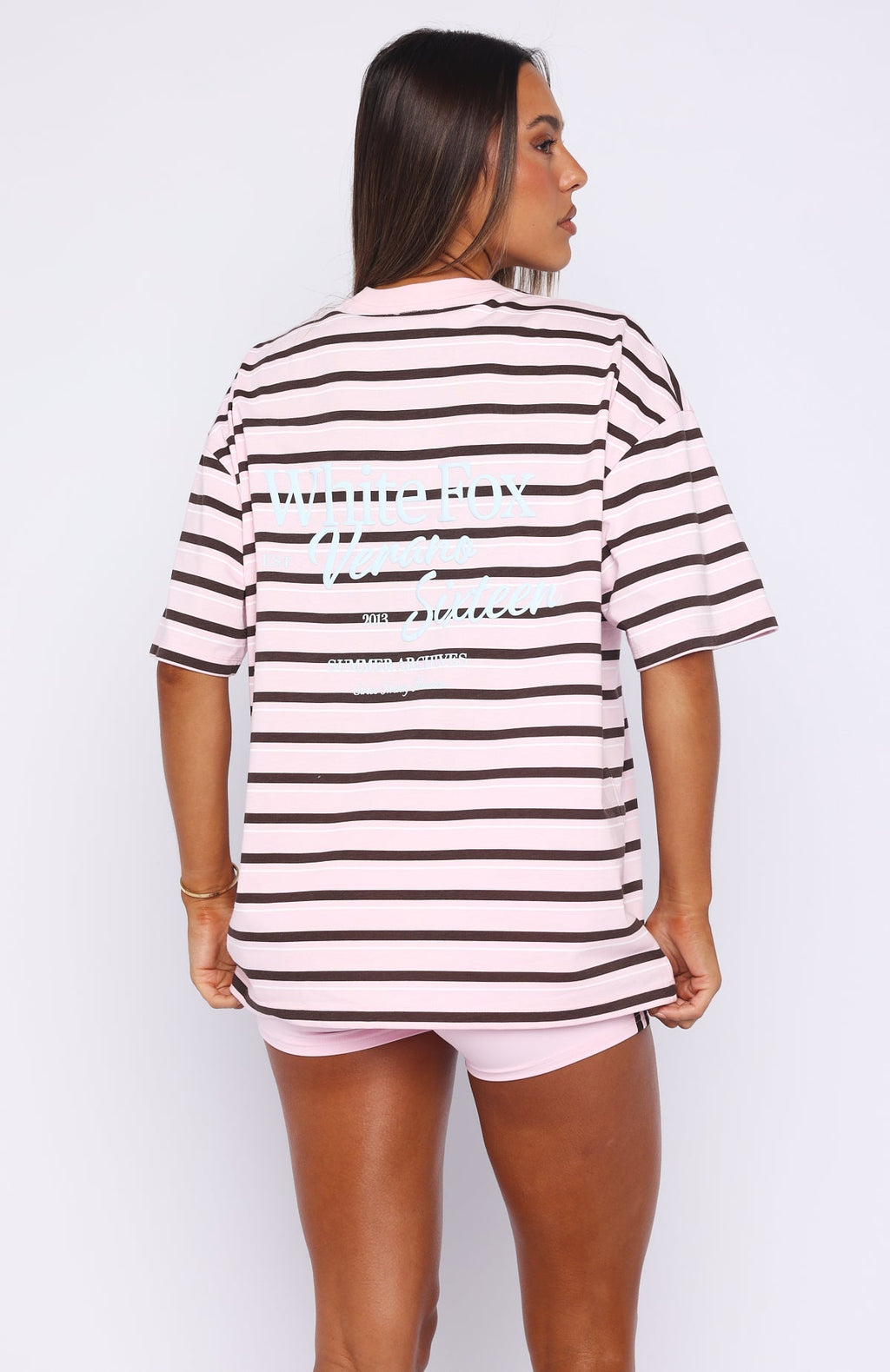 Trending Verano Sixteen Viola Oversized Tee Pink Stripe