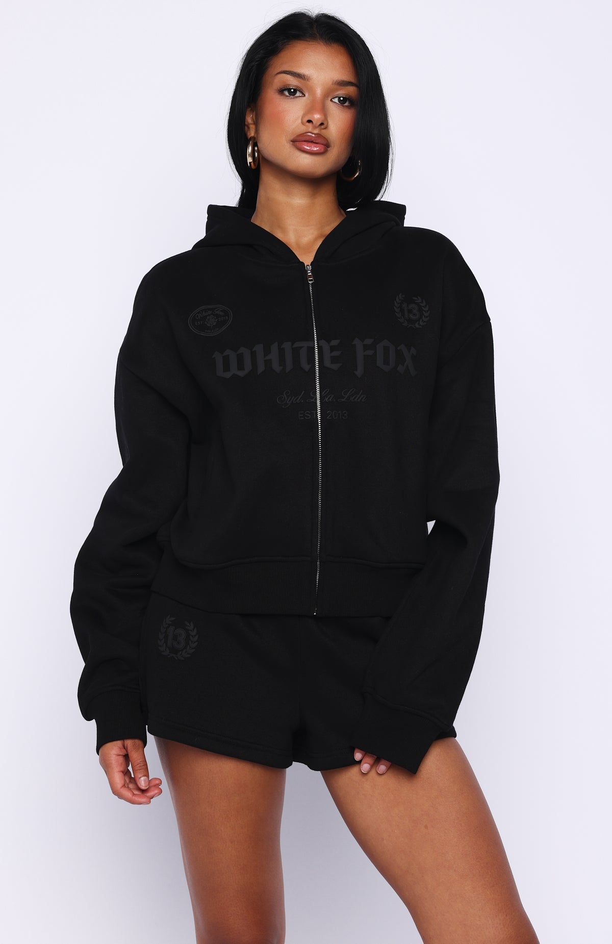 Trending Vibe Too High Boxy Zip Front Hoodie Black