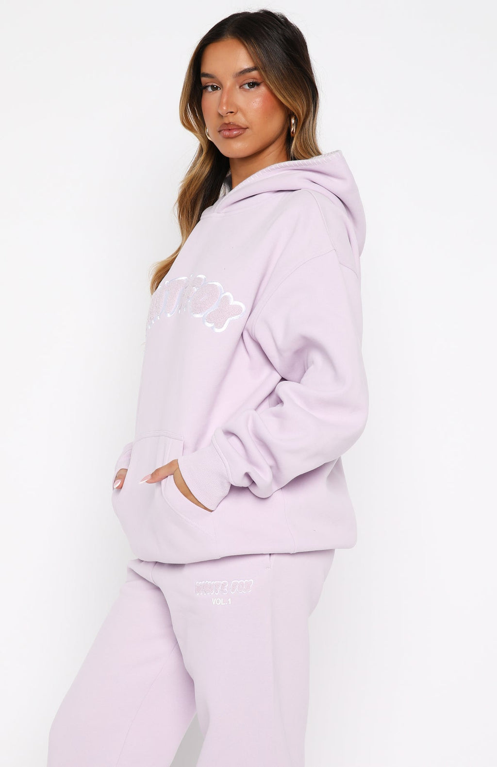Trending Vol. 1 Front Graphic Oversized Hoodie Lilac