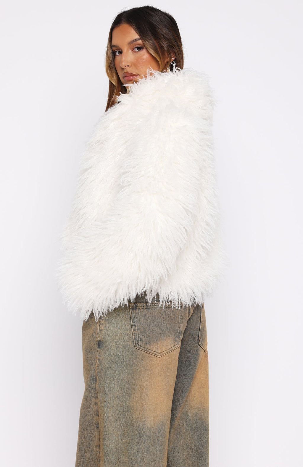 Trending Weekend Away Faux Fur Jacket Cream