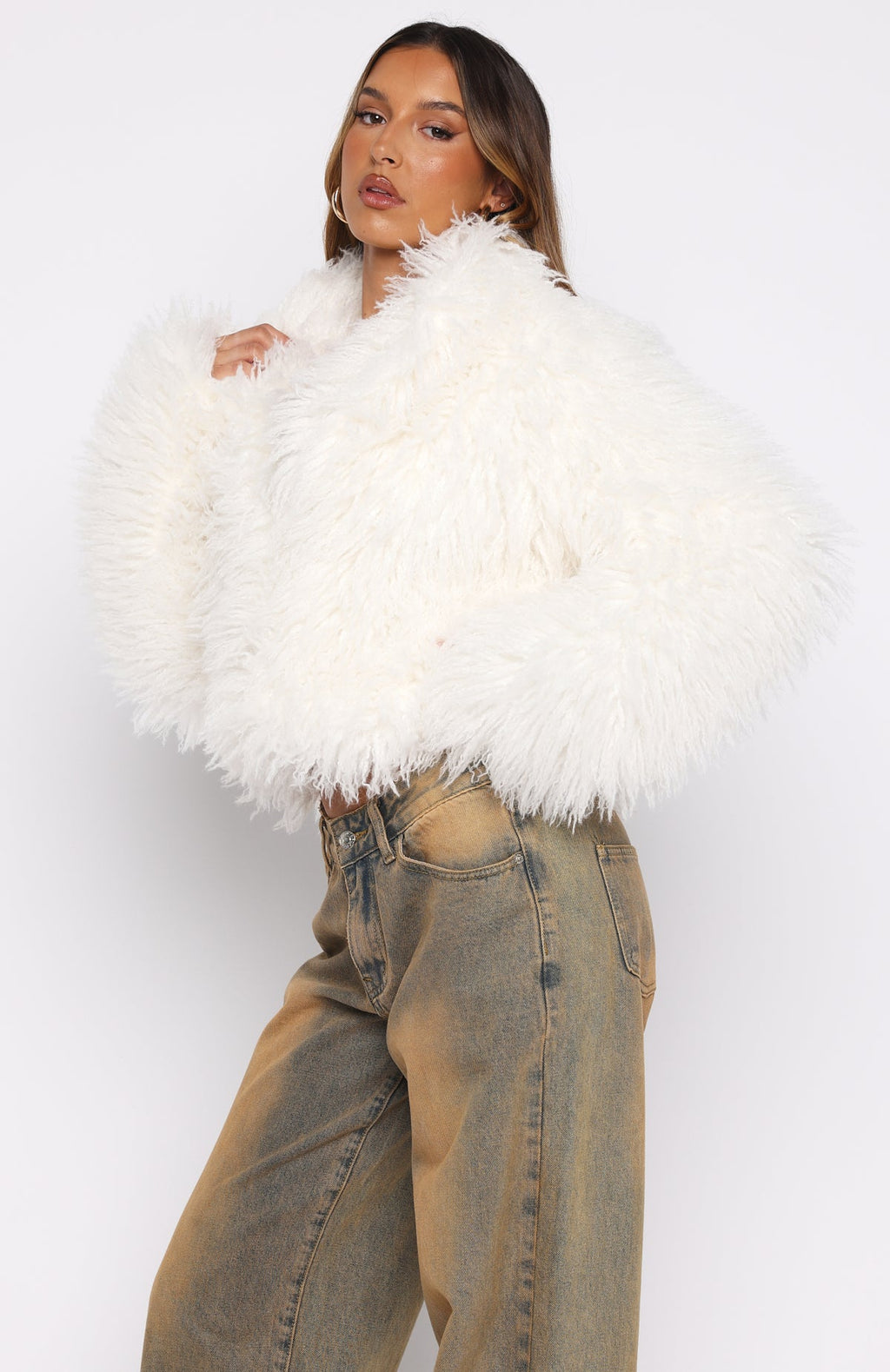 Trending Weekend Away Faux Fur Jacket Cream