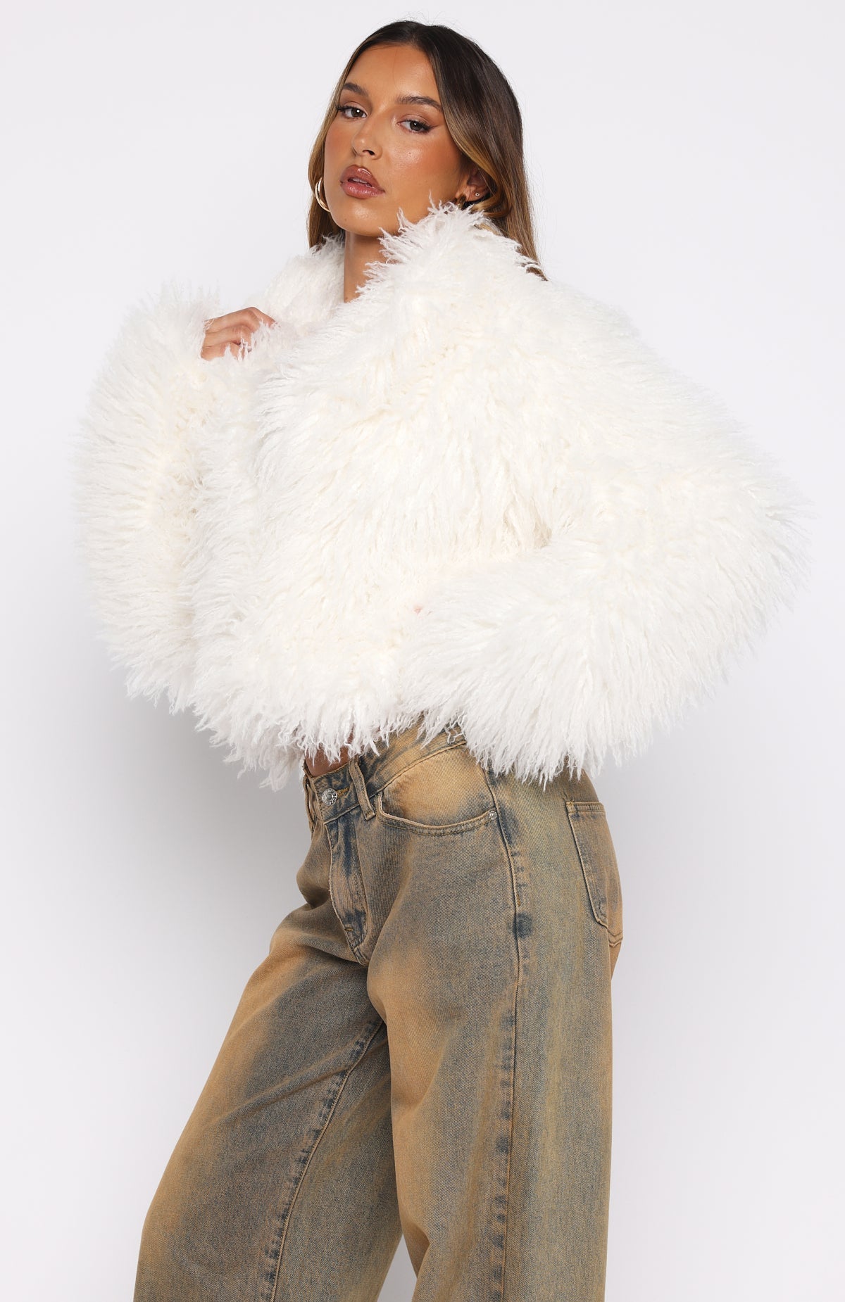 Trending Weekend Away Faux Fur Jacket Cream