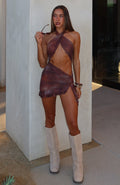Trending Wild Motion Mesh Mini Dress Desert Rouge