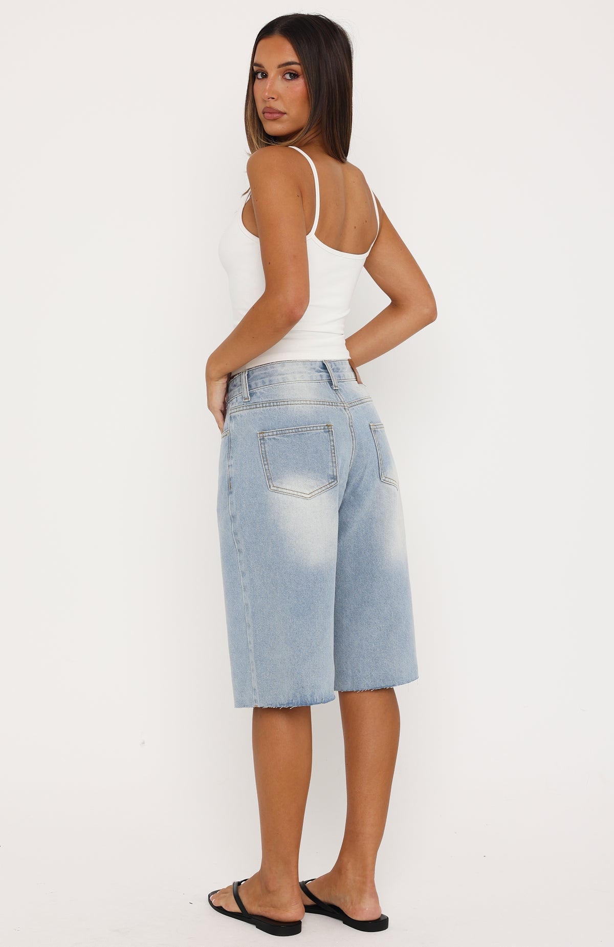 Trending Zero Apologies Denim Shorts Light Blue Wash