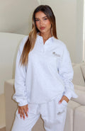 Trending Cant Be Changed Oversized Henley Sweater Grey Marle