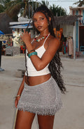 Trending Cha Cha Knit Mini Skirt Silver