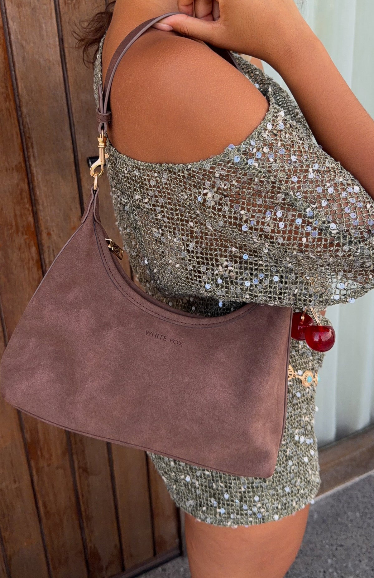 Trending Jane Shoulder Bag Chocolate Faux Suede
