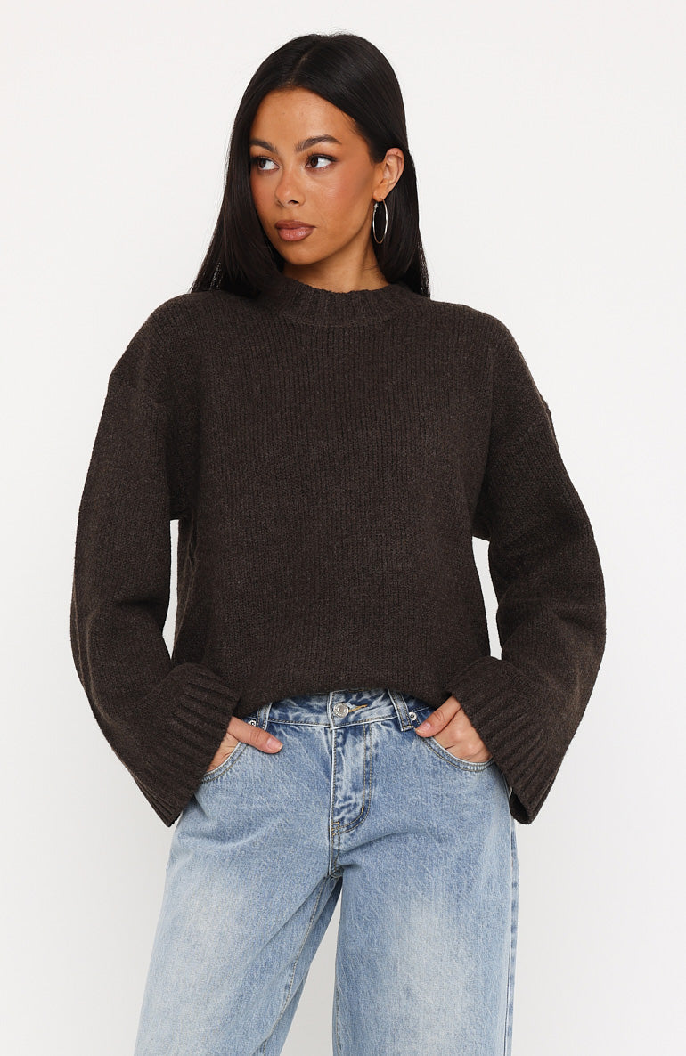 Trending Winters Chill Knit Sweater Chocolate