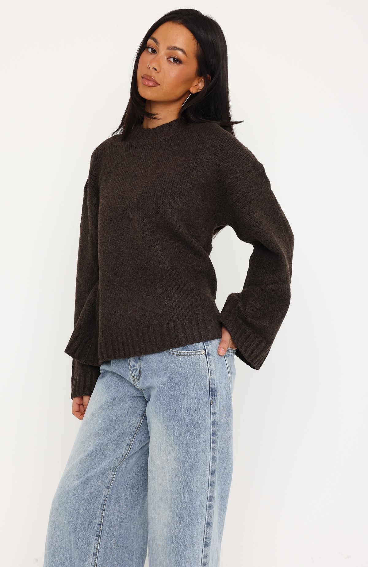 Trending Winters Chill Knit Sweater Chocolate