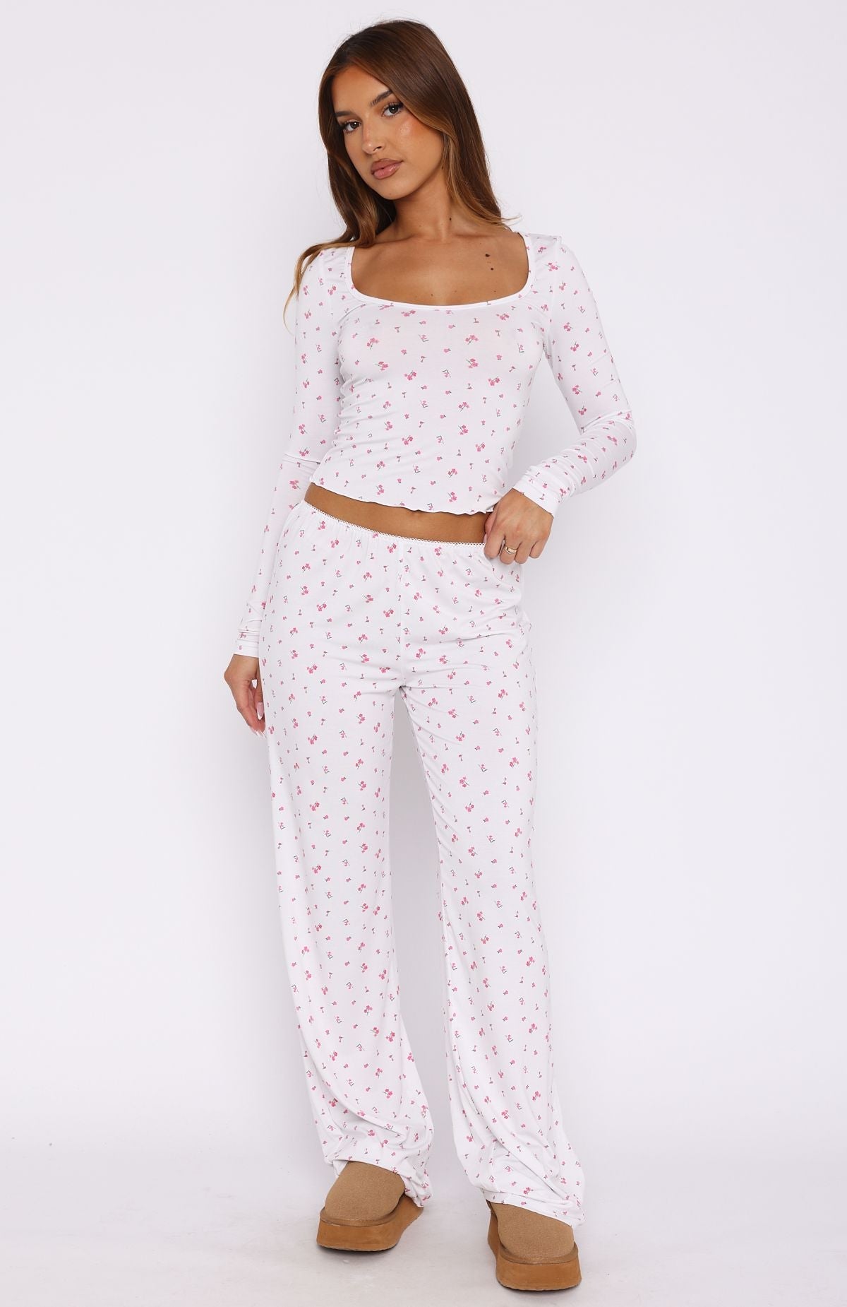 Trending Dreamy Pyjama Pants Pink Blossom