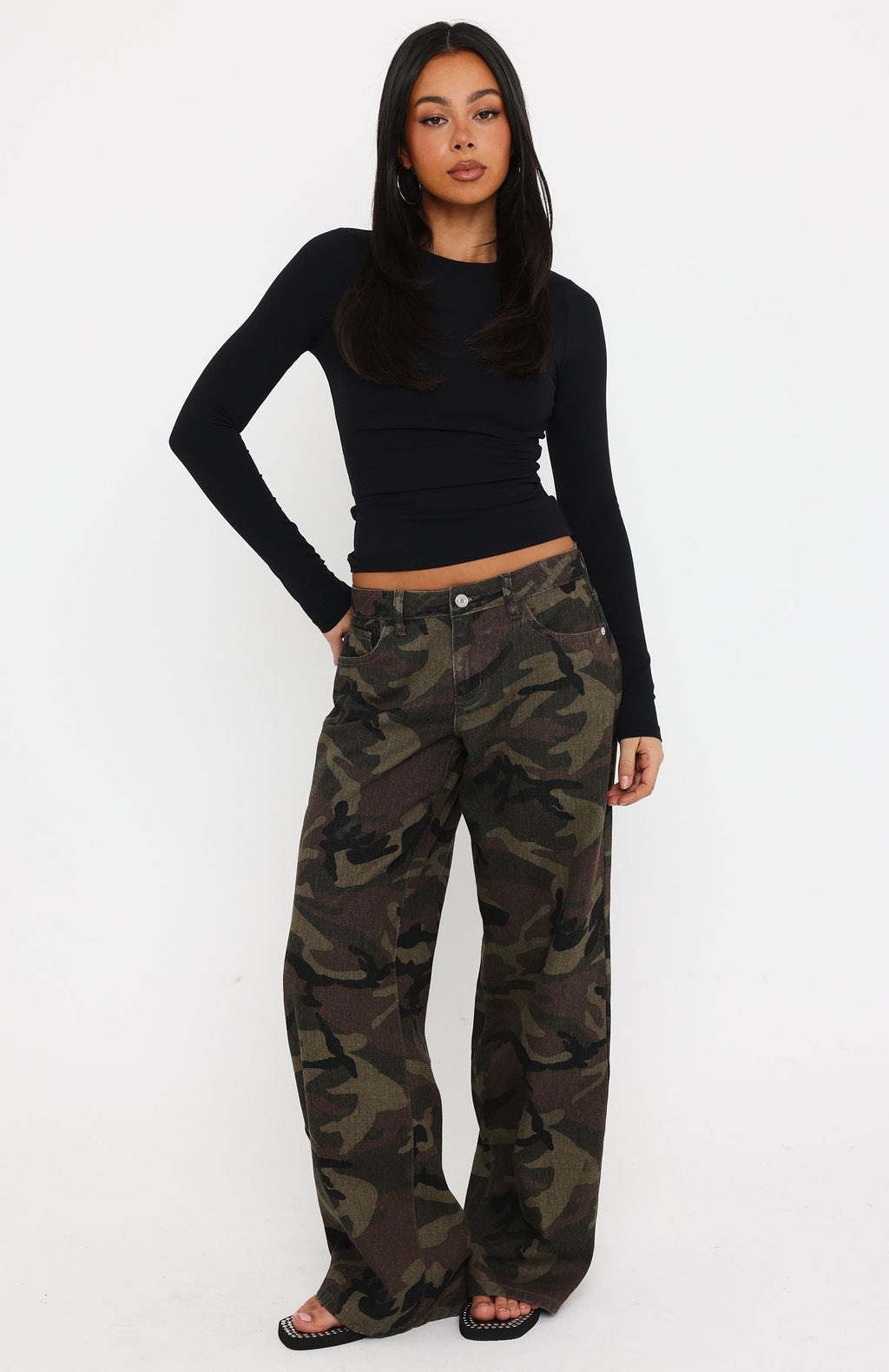Trending Maeve Low Rise Wide Leg Jeans Camo