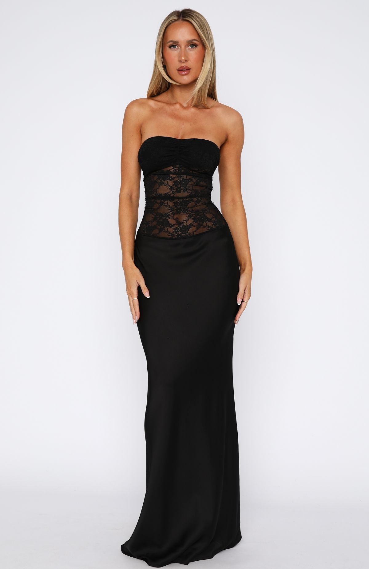 Trending Fall In Love With You Strapless Maxi Dress Black