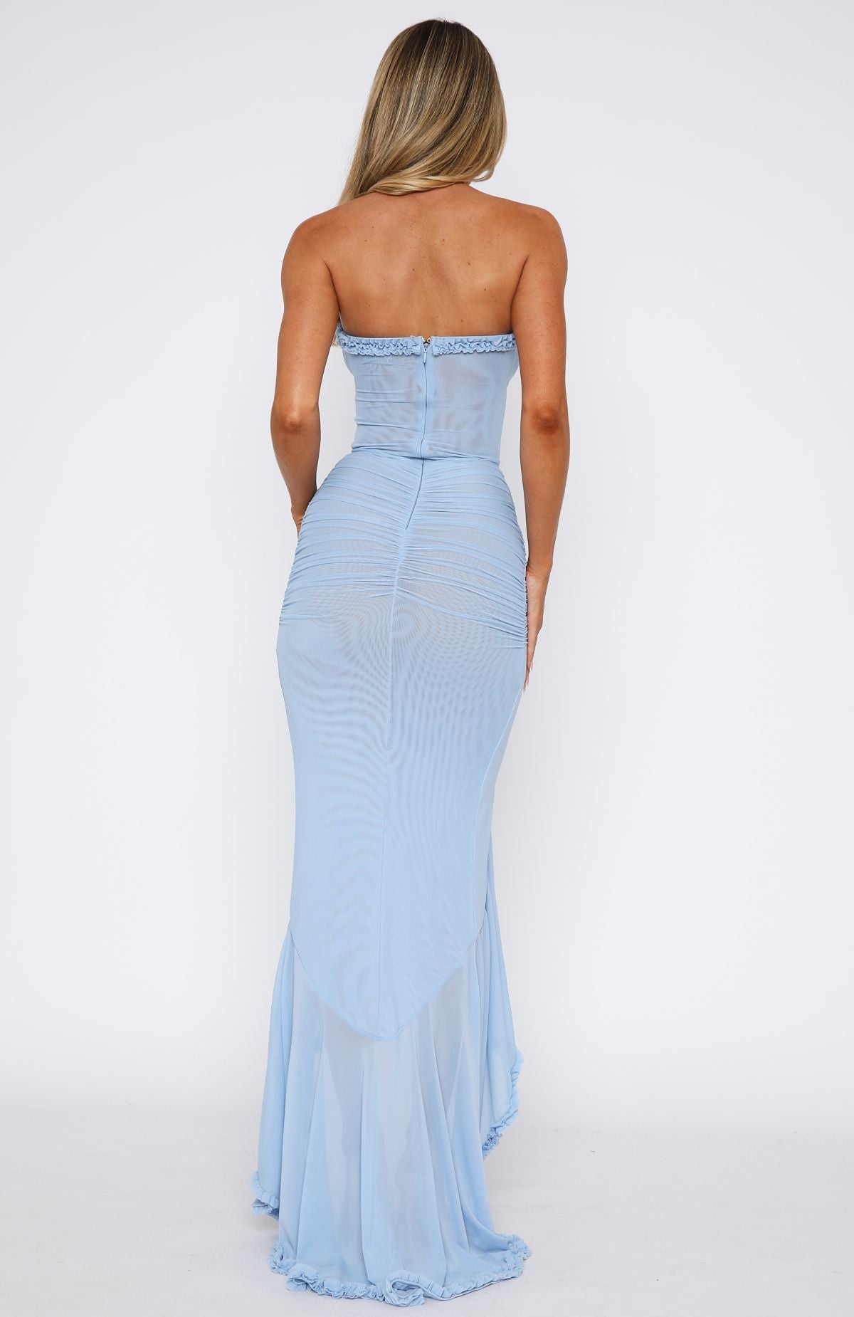 Trending Still Got It Mesh Maxi Dress Sky Blue