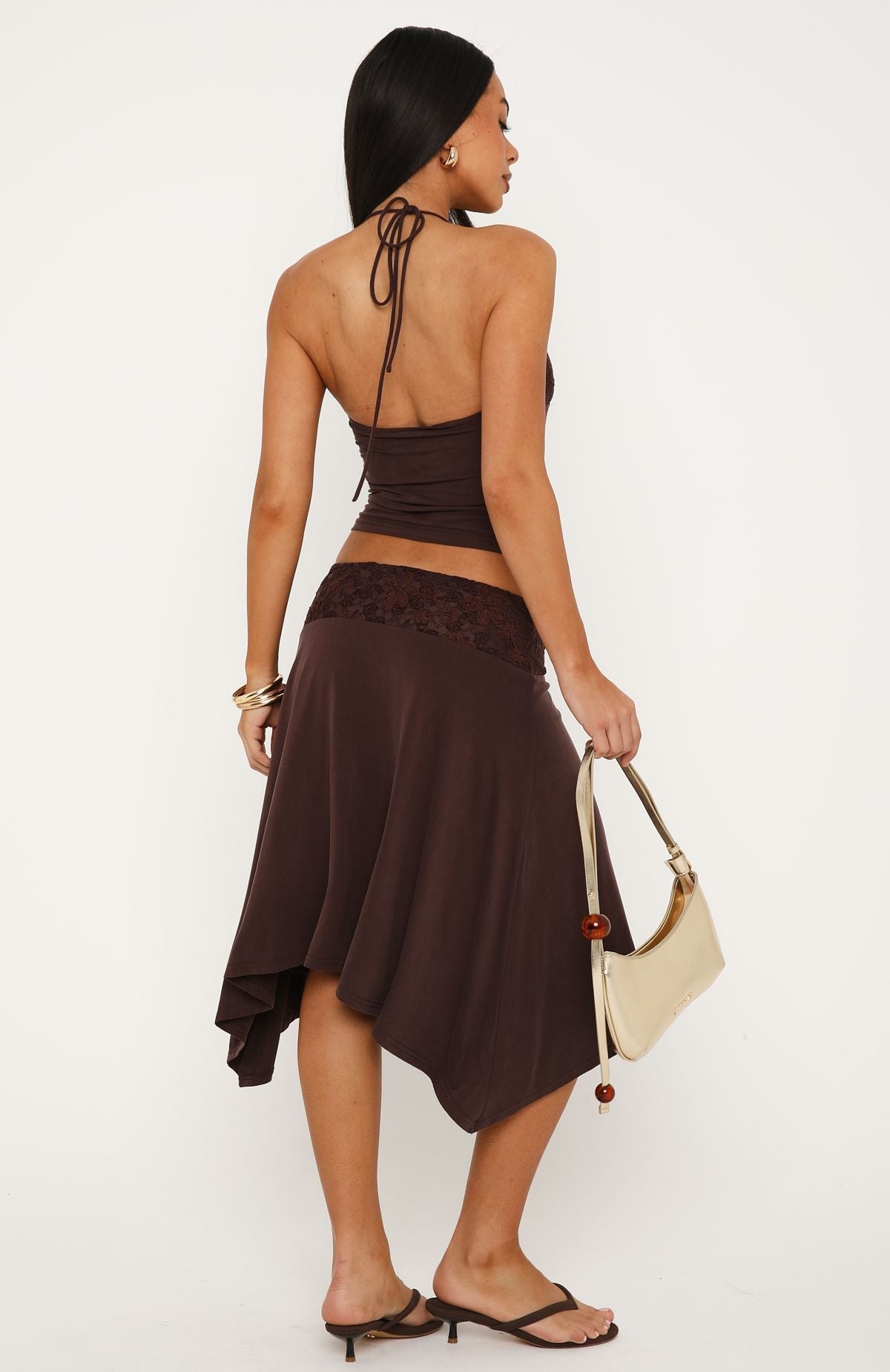 Trending Cool Chaos Midi Skirt Chocolate
