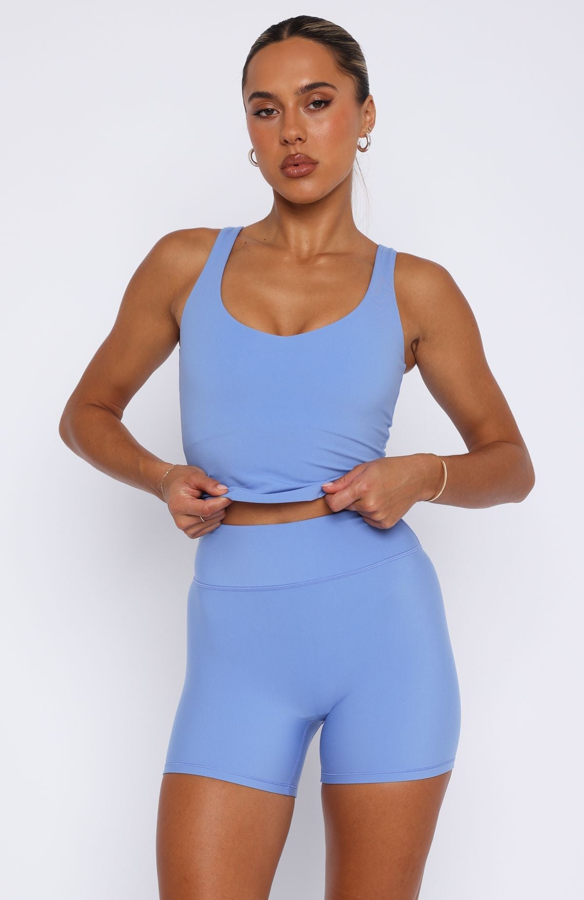 Trending Keep Up High Waisted Shorts 4 Blueberry